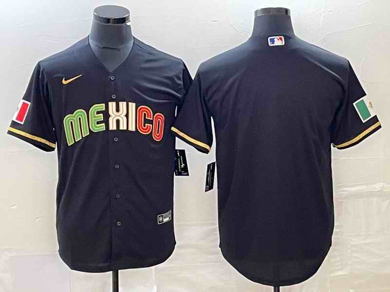 Men's Mexico Baseball Blank 2023 Black World Baseball Classic Stitched Jersey