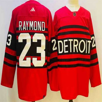 Men's Detroit Red Wings #23 Lucas Raymond Red 2022/23 Reverse Retro Stitched Jersey