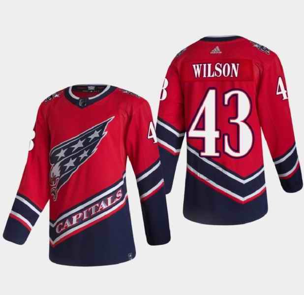 Men's Washington Capitals #43 Tom Wilson 2021 Red Reverse Retro Stitched Jersey