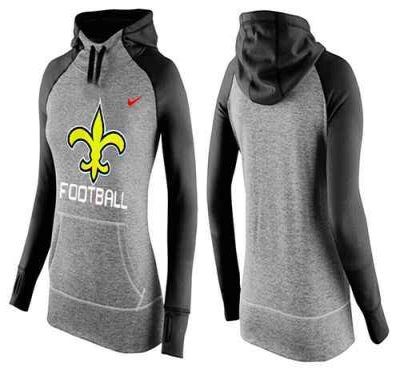 Women's Nike New Orleans Saints Performance Hoodie Grey & Black_1