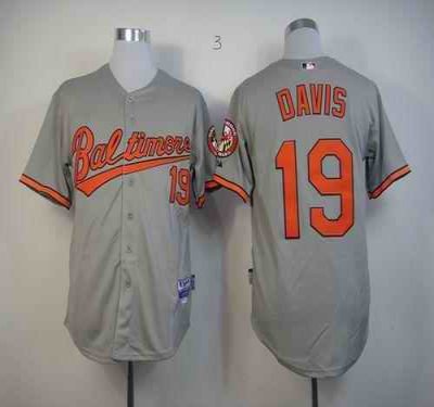 Orioles #19 Chris Davis Grey Cool Base Stitched MLB Jersey