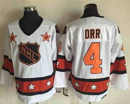 Bruins #4 Bobby Orr White/Orange All Star CCM Throwback Stitched NHL Jersey