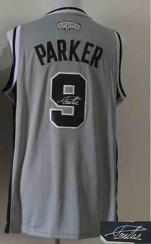 Revolution 30 Autographed Spurs #9 Tony Parker Grey Stitched NBA Jersey