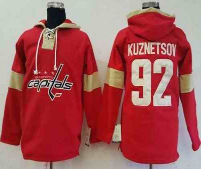 Capitals #92 Evgeny Kuznetsov Red Pullover Hoodie Stitched NHL Jersey