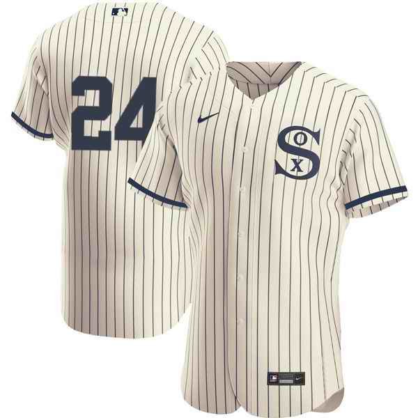 Men's Chicago White Sox #24 Yasmani Grandal 2021 Cream/Navy Field of Dreams Flex Base Stitched Jersey