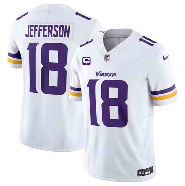 Men's Minnesota Vikings #18 Justin Jefferson White 2023 F.U.S.E. With 1-Star C Patch Vapor Untouchable Limited Stitched Jersey