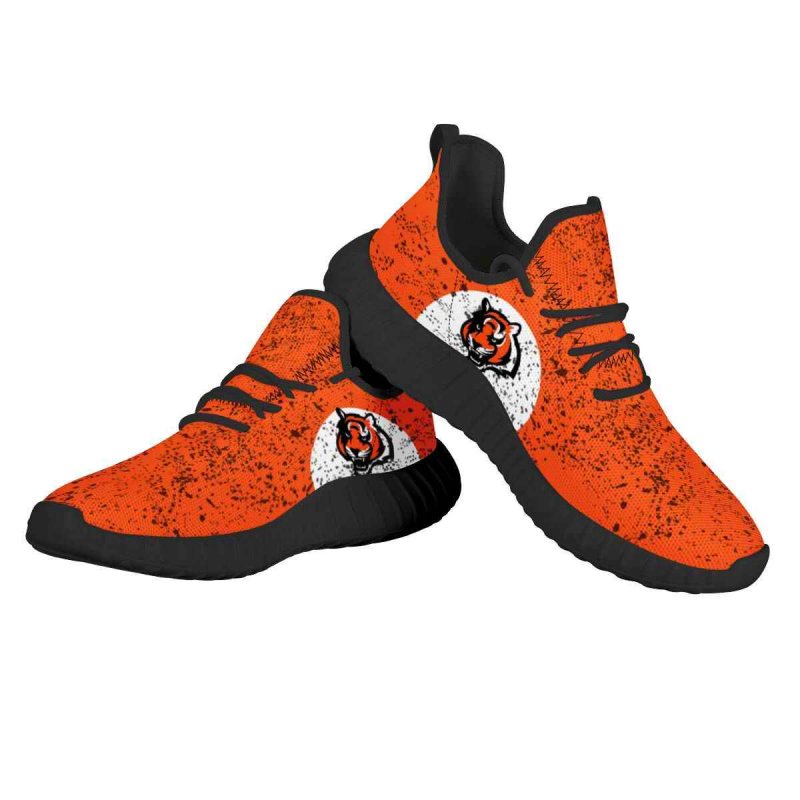 Women's Cincinnati Bengals Mesh Knit Sneakers/Shoes 006