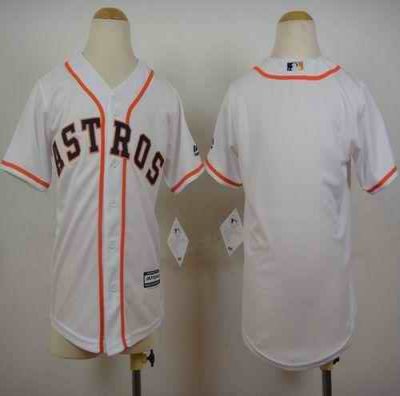 Astros Blank White Cool Base Stitched Youth MLB Jersey