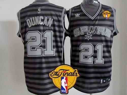 Spurs #21 Tim Duncan Black/Grey Groove Finals Patch Stitched NBA Jersey