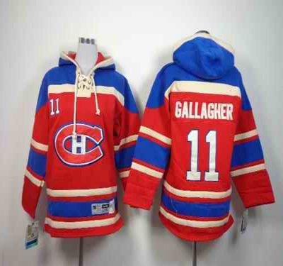 Canadiens #11 Brendan Gallagher Red Sawyer Hooded Sweatshirt Stitched Youth NHL Jersey