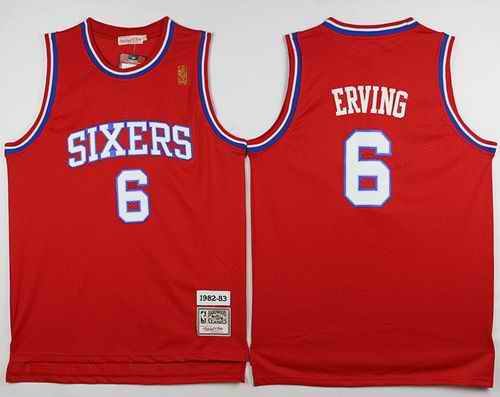 Throwback 76ers #6 Julius Erving Stitched Red NBA Jersey