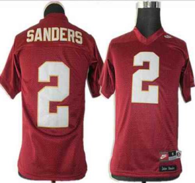 Seminoles #2 Deion Sanders Red Stitched Youth NCAA Jersey