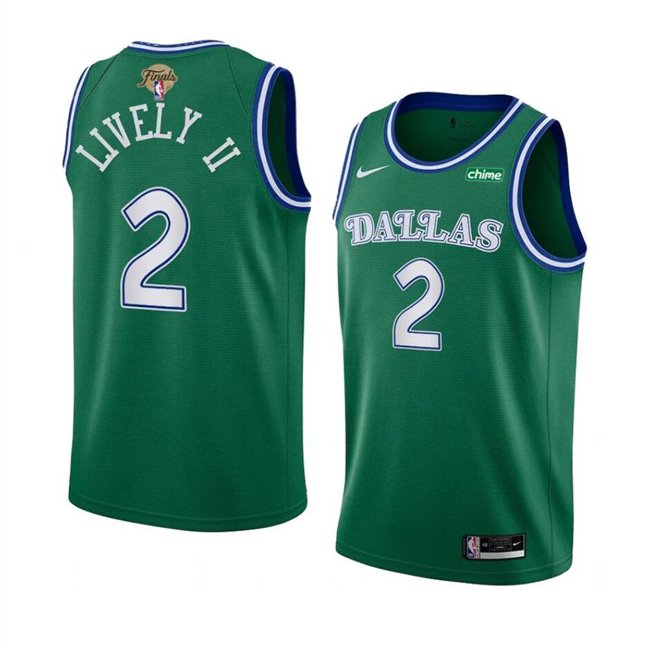 Men's Dallas Mavericks #2 Dereck Lively II Green 2024 Finals Classic Edition Stitched Basketball Jersey