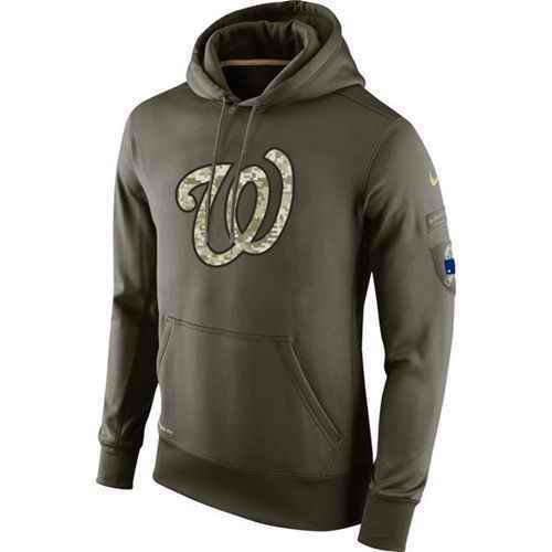 Men's Washington Nationals Nike Olive Salute To Service KO Performance Hoodie