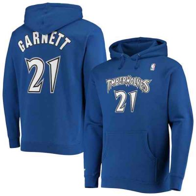 Men's Minnesota Timberwolves #21 Kevin Garnett 2021 Blue Pullover Hoodie