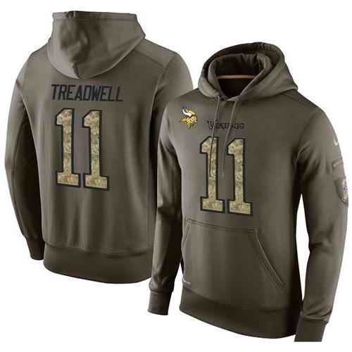 NFL Men's Nike Minnesota Vikings #11 Laquon Treadwell Stitched Green Olive Salute To Service KO Performance Hoodie