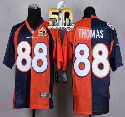 Nike Broncos #88 Demaryius Thomas Orange/Navy Blue Super Bowl 50 Men's Stitched NFL Elite Split Jersey