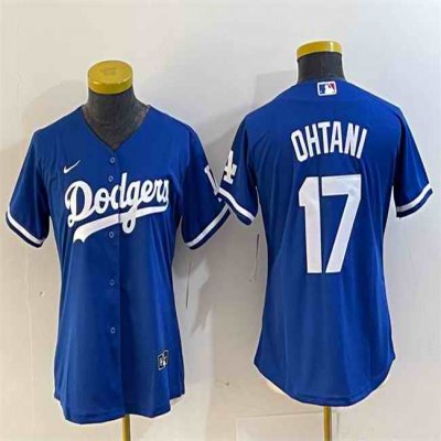 Women's Los Angeles Dodgers #17 Shohei Ohtani Blue Stitched Jersey(Run Small)