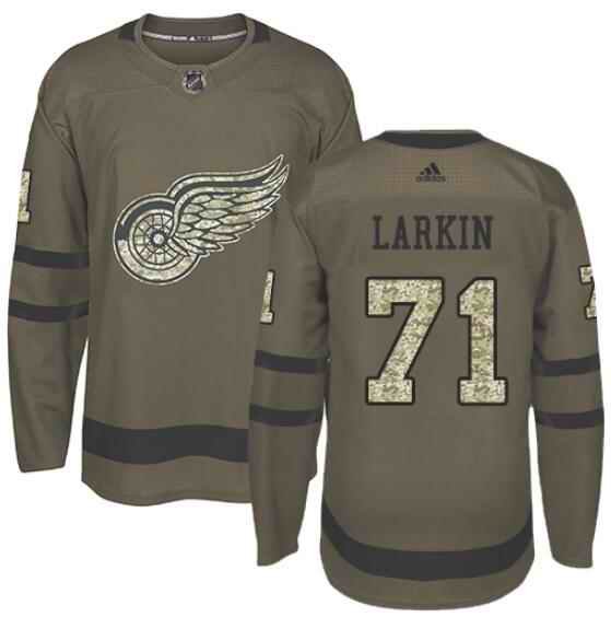 Men's Detroit Red Wings Custom Olive Salute To Service Stitched Jersey