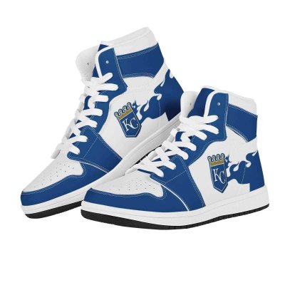 Women's Kansas City Royals High Top Leather AJ1 Sneakers 001