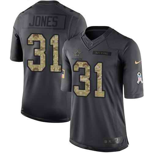 Nike Cowboys #31 Byron Jones Black Youth Stitched NFL Limited 2016 Salute to Service Jersey