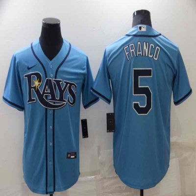 Men's Tampa Bay Rays #5 Wander Franco Blue Cool Base Stitched Baseball Jersey