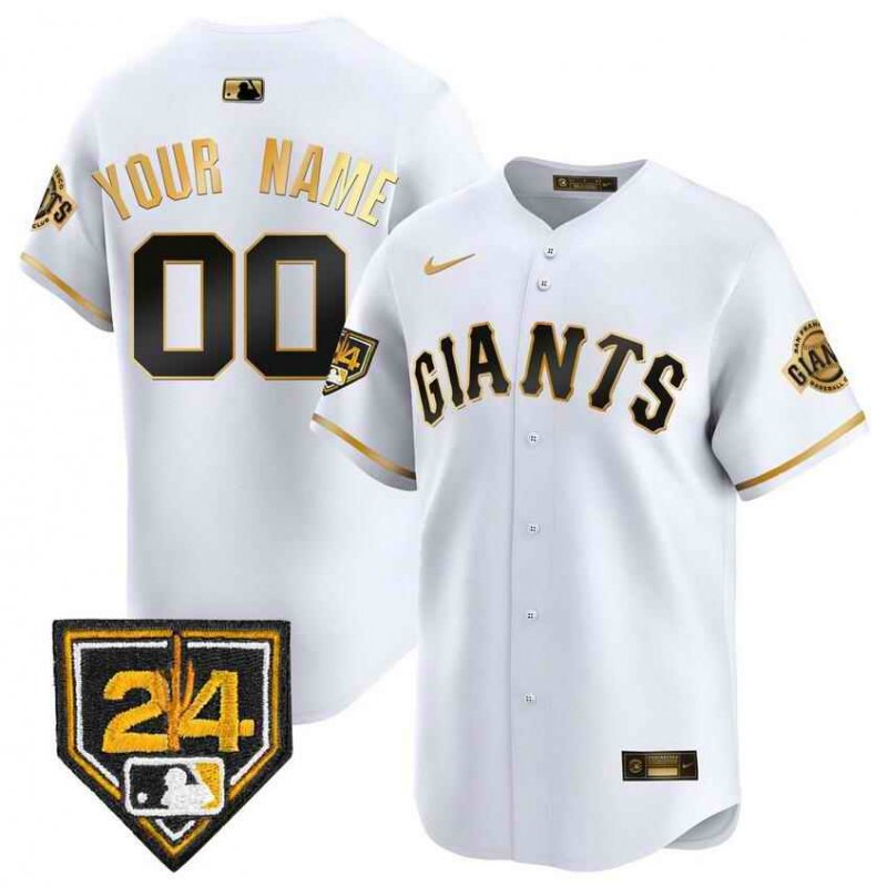 Men's San Francisco Giants Customized White/Gold 2024 Spring Training Vapor Premier Limited Stitched Jersey