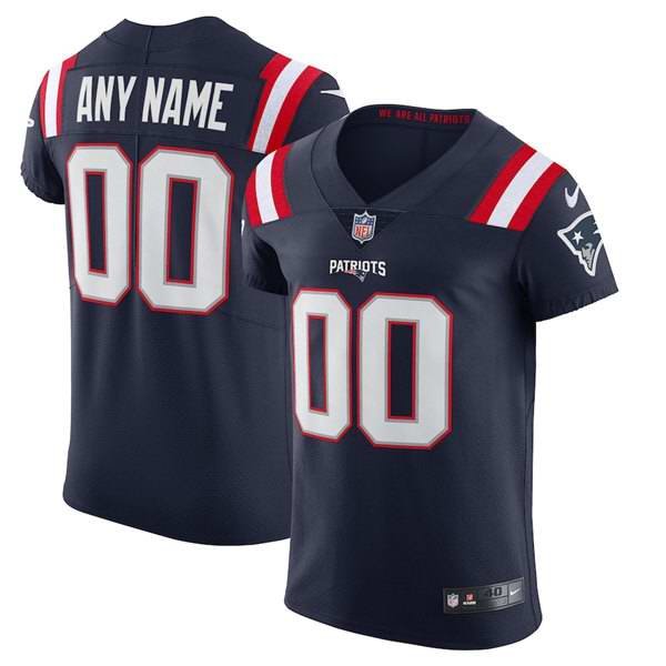 Men's New England Patriots Customized Navy Elite Stitched Jersey