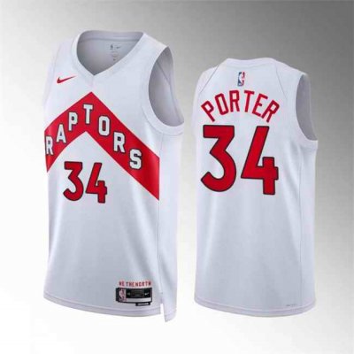 Men's Toronto Raptors #34 Jontay Porter White Association Edition Stitched Basketball Jersey