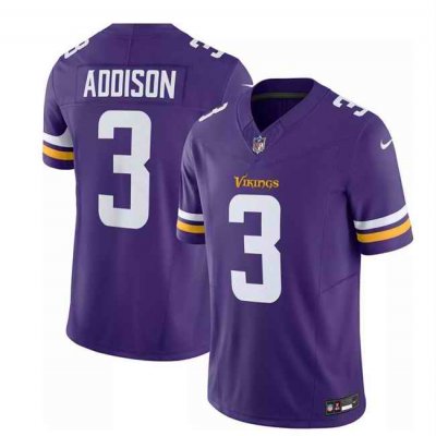 Men's Minnesota Vikings #3 Jordan Addison Purple 2023 F.U.S.E. Vapor Untouchable Limited Stitched Jersey