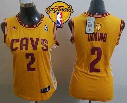 Cavaliers #2 Kyrie Irving Gold Alternate The Finals Patch Women's Stitched NBA Jersey