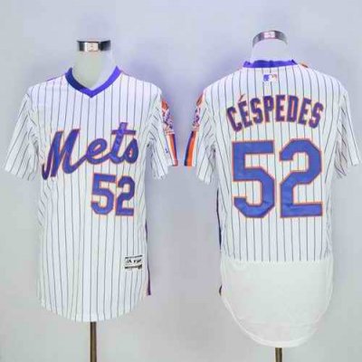 Mets #52 Yoenis Cespedes White(Blue Strip) Flexbase Authentic Collection Alternate Stitched MLB Jersey