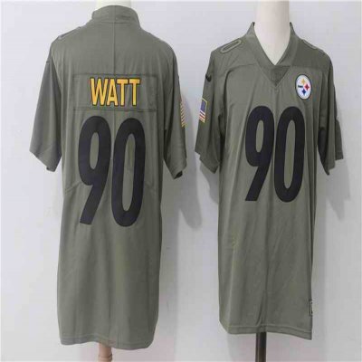 Men's Nike Pittsburgh Steelers #90 T.J. Watt Olive Salute To Service Limited Stitched NFL Jersey