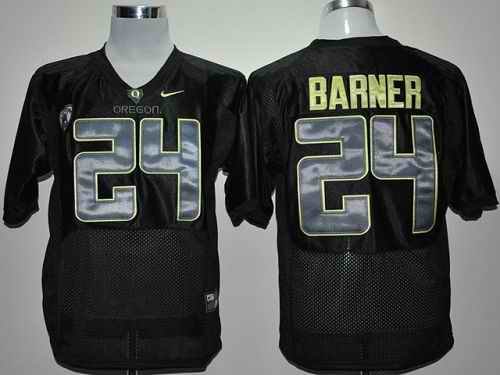 Ducks #24 Kenjon Barner Black With PAC-12 Patch Stitched NCAA Jersey