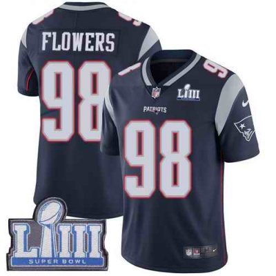 Men's New England Patriots #98 Trey Flowers Navy Blue Super Bowl LIII Vapor Untouchable Limited Stitched NFL Jersey