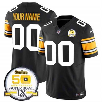 Men's Pittsburgh Steelers Active Player Custom  Black 2024 F.U.S.E. 50th Anniversary Of Super Bowl IX Vapor Untouchable Limited Stitched Jersey