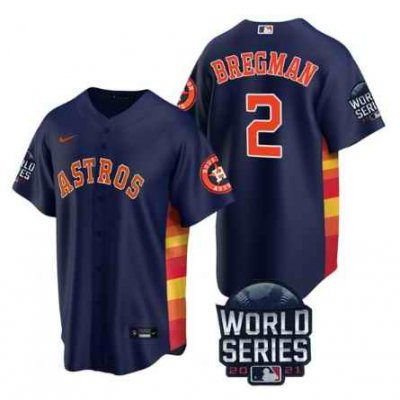 Men's Houston Astros #2 Alex Bregman 2021 Navy World Series Cool Base Stitched Baseball Jersey