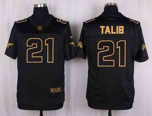 Nike Broncos #21 Aqib Talib Black Men's Stitched NFL Elite Pro Line Gold Collection Jersey