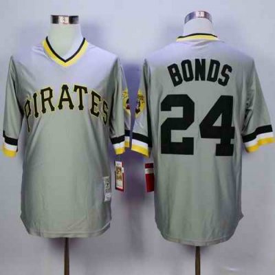 Mitchell And Ness Pirates #24 Barry Bonds Grey Throwback Stitched MLB Jersey