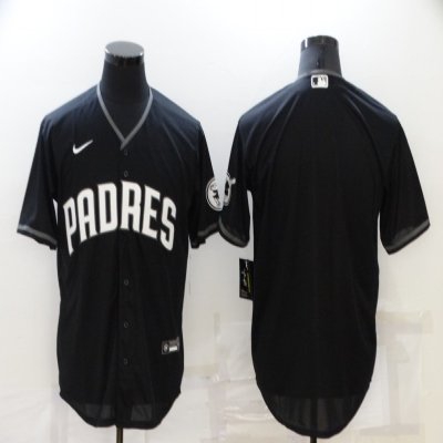 Men's San Diego Padres Blank Black Cool Base Stitched Baseball Jersey