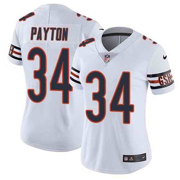 Women's Chicago Bears #34 Walter Payton White Vapor untouchable Limited Stitched Jersey(Run Small)