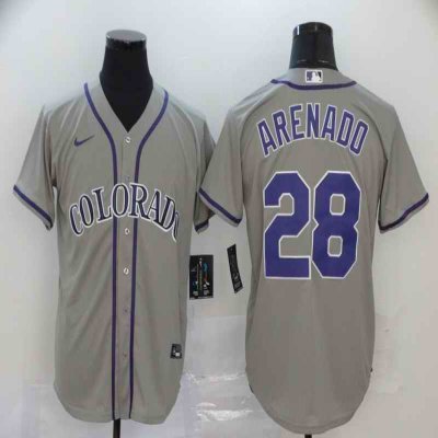 Men's Colorado Rockies #28 Nolan Arenado Grey Cool Base Stitched MLB Jersey