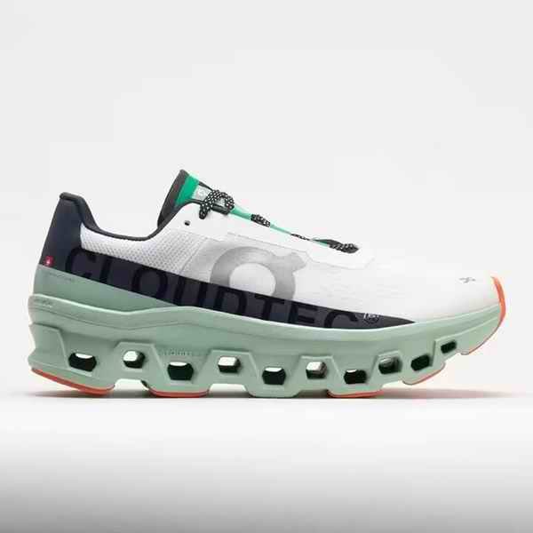 Men's On Cloudmonster White/Green Shoes 086