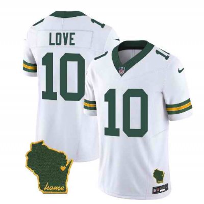 Men's Green Bay Packers #10 Jordan Love White 2023 F.U.S.E. Home Patch Vapor Untouchable Limited Stitched Jersey