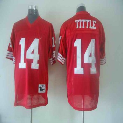 Mitchell and Ness 49ers #14 Y.A. Tittle Red Stitched NFL Jersey