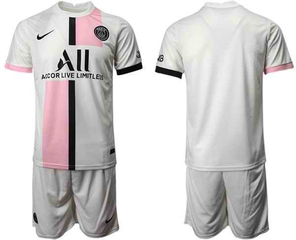 Men's Paris Saint-Germain White/Pink Soccer Home Jersey Suit