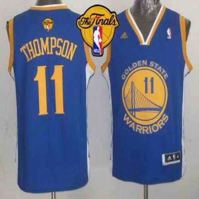 Warriors #11 Klay Thompson Blue The Finals Patch Stitched NBA Jersey