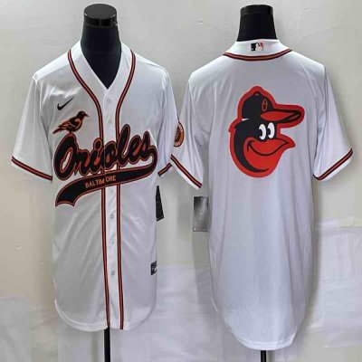 Men's Baltimore Orioles White Team Big Logo Cool Base Stitched Jersey