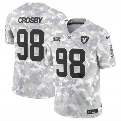 Men's Las Vegas Raiders #98 Maxx Crosby 2024 F.U.S.E Arctic Camo Salute to Service Limited Stitched Football Jersey