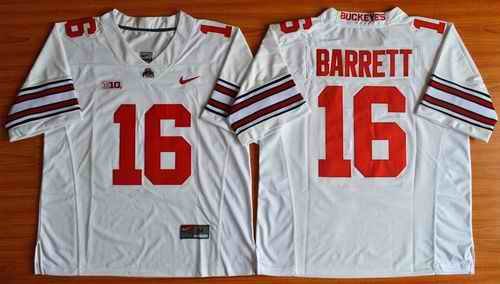 Buckeyes #16 J. T. Barrett White Diamond Quest Stitched NCAA Jersey